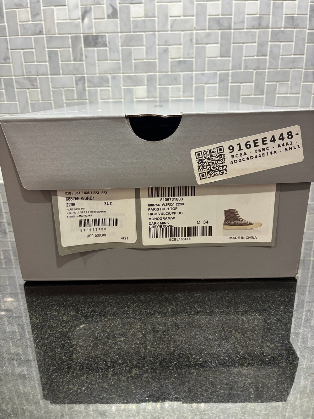 Balenciaga Paris High Top BB Monogram Sneakers Women US 4 IT 34 Brown NIB - Picture 10 of 13